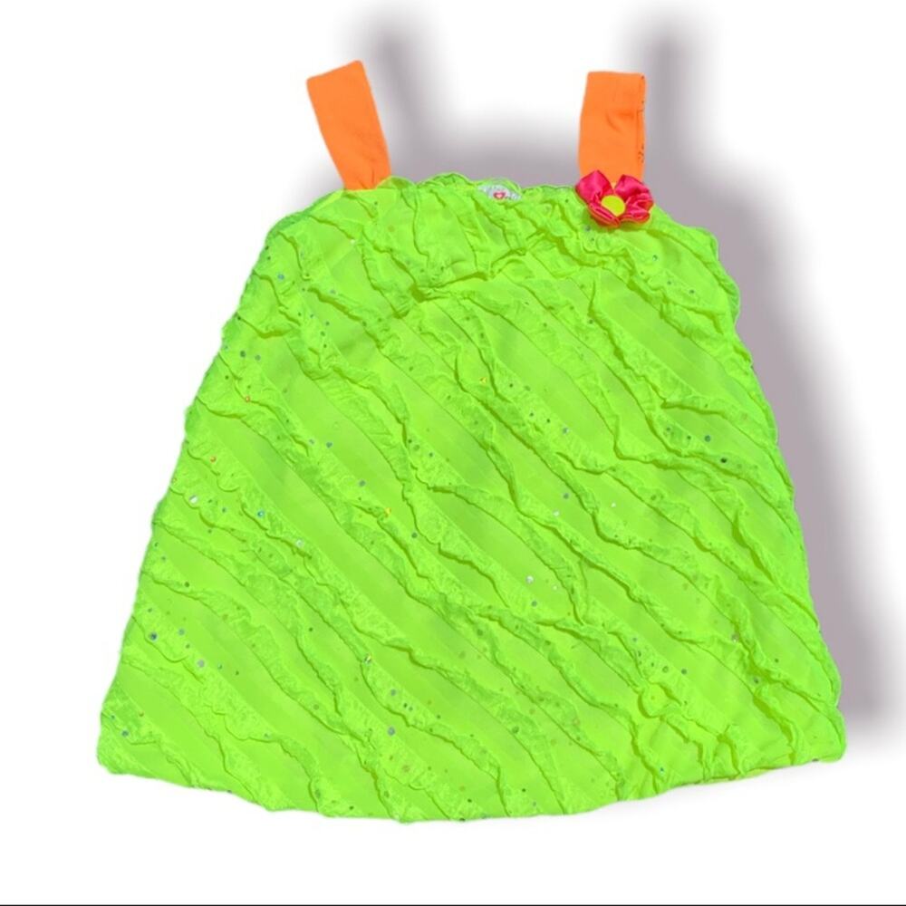 Real Love Neon Yellow and Pink Ruffle Dress Size 6X